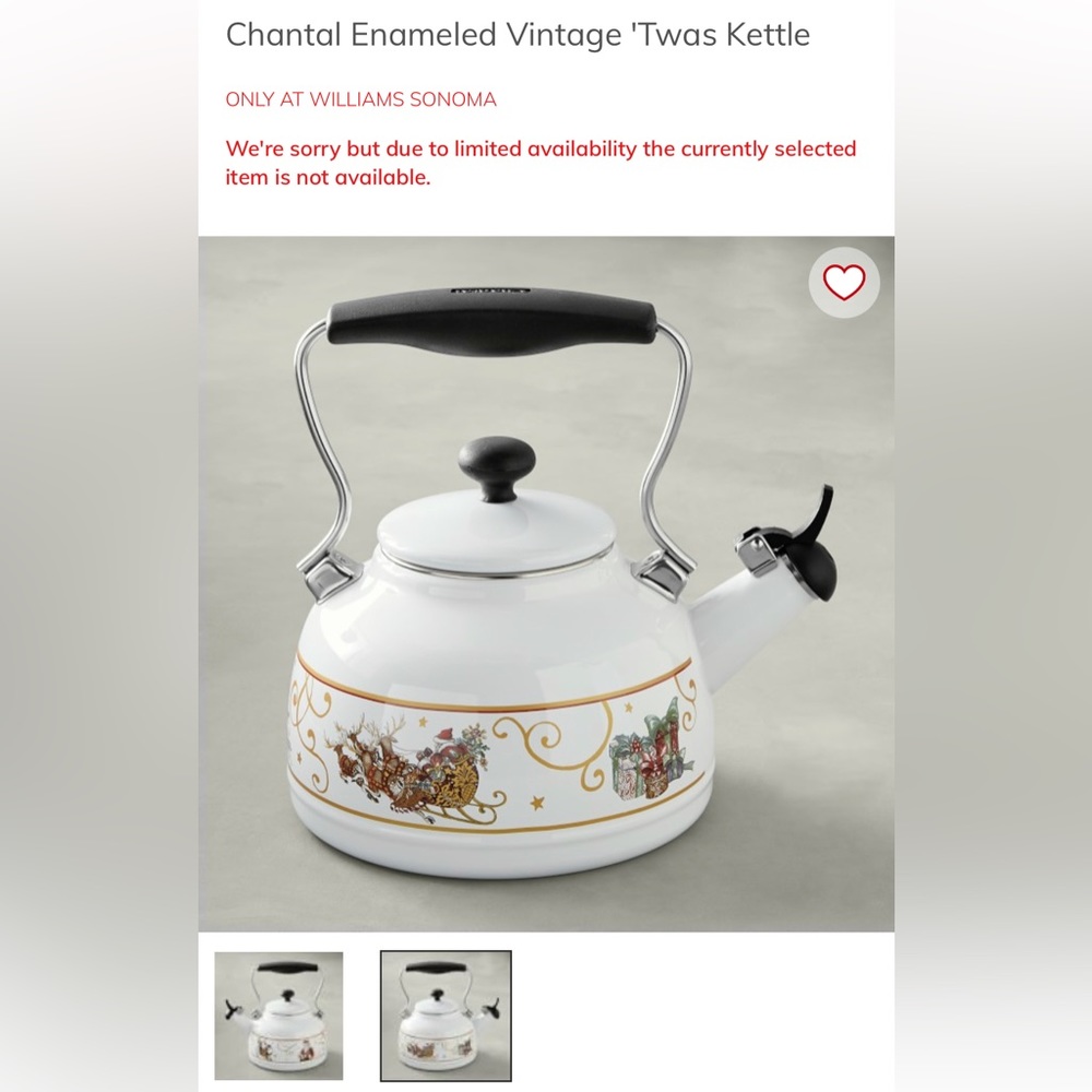 Chantal Twas Tea Kettle Christmas NWT